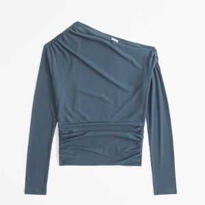 Abercrombie blue Long-Sleeve Off-The-Shoulder Draped Top